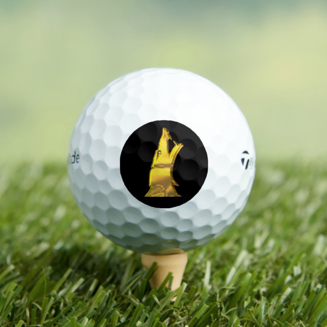 Golden Wolf Head black Taylor Made TP5 golf balls (Insitu Tee)