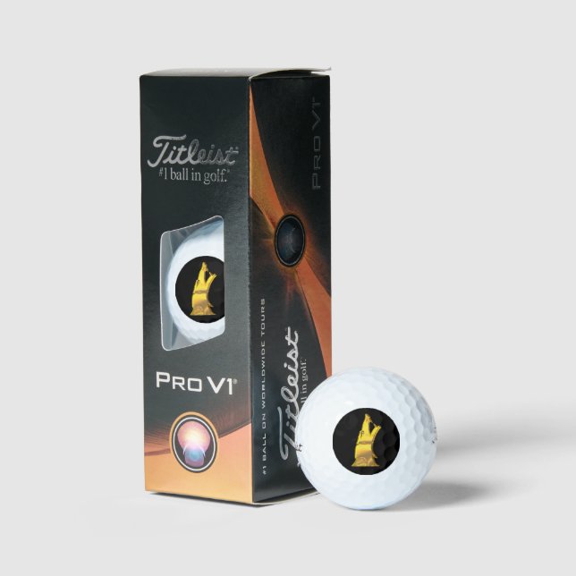 Golden Wolf Head black Titleist Pro V1 golf balls (Packaging)