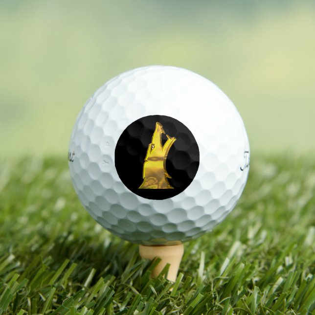 Golden Wolf Head black Titleist Pro V1 golf balls (Insitu Tee)