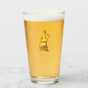 Golden Wolf Head glass tumbler