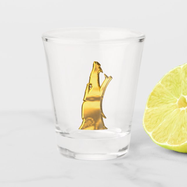 Golden Wolf Head shot glass (Front)