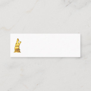 Golden Wolf Head white mini business card vert
