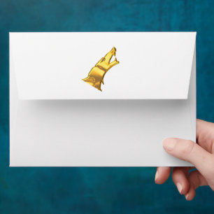 Golden Wolf Head white standard envelopes back