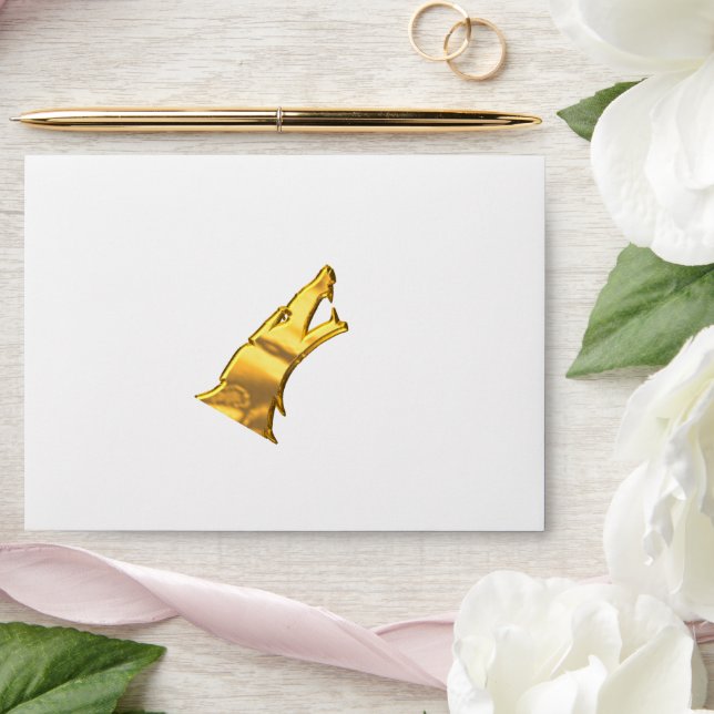 Golden Wolf Head white standard envelopes centre (Wedding)