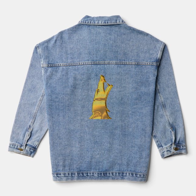 Golden Wolf Head women denim jacket (Back)
