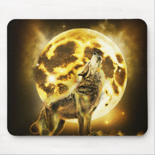 Golden Wolf Mouse Pad