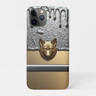 Golden Wolf Relief With Metal Drip Effect 🐺 iPhone 11 Pro Case