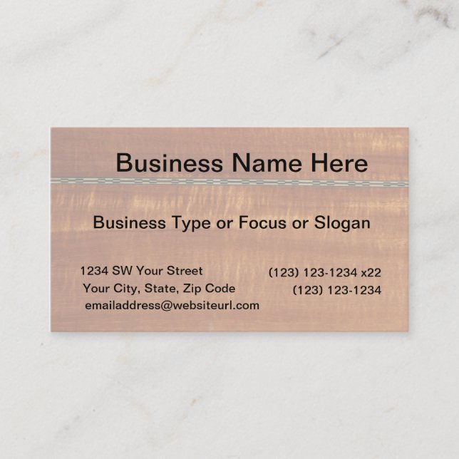 Golden wood grain with inlay background  #2 business card (Front)