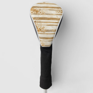 Golden Woodland Fox & Owl Stripe Pattern (3) Golf Head Cover