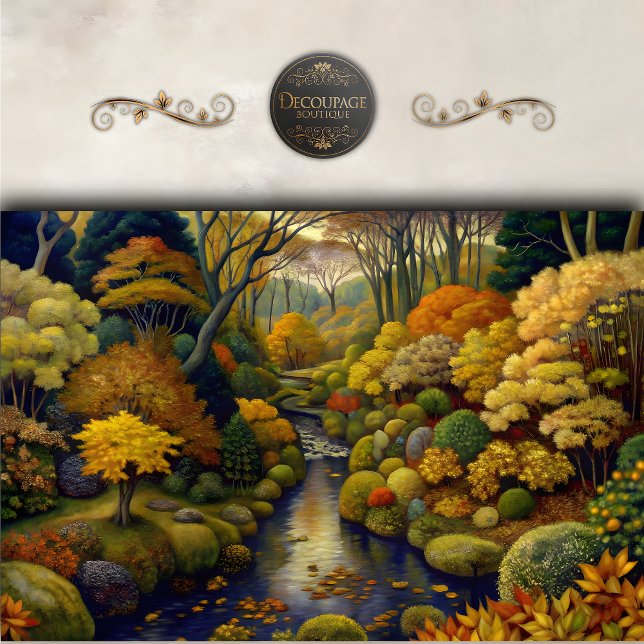 Golden Woodland Garden Stream Decoupage Tissue Paper (Golden Woodland Garden Stream Decoupage Tissue Paper)