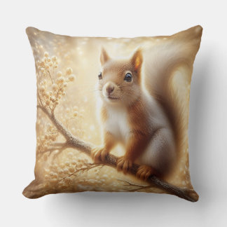 Golden Woodland Squirrel Throw Pillow