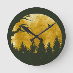 Golden Woods Round Clock