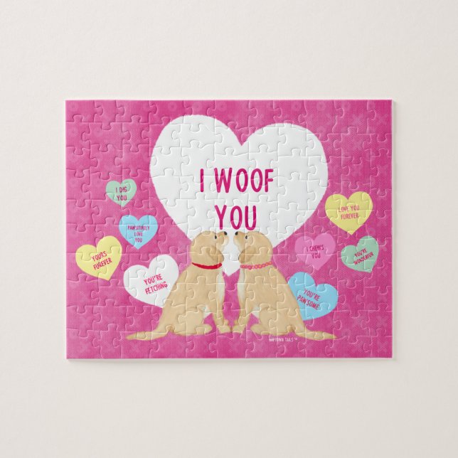 Golden Word Hearts Valentines Jigsaw Puzzle (Horizontal)