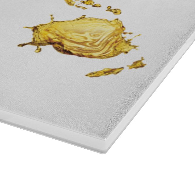 Golden World Map Kitchen Knife Cook  Cutting Board (Corner)