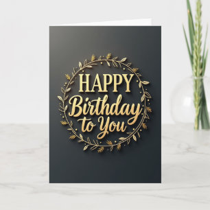 Golden Wreath Birthday Card