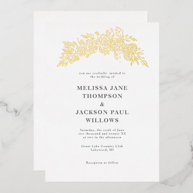 Golden wreath elegant wedding design (Front/Back)