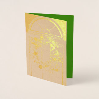 golden wreath foil christmas greeting card
