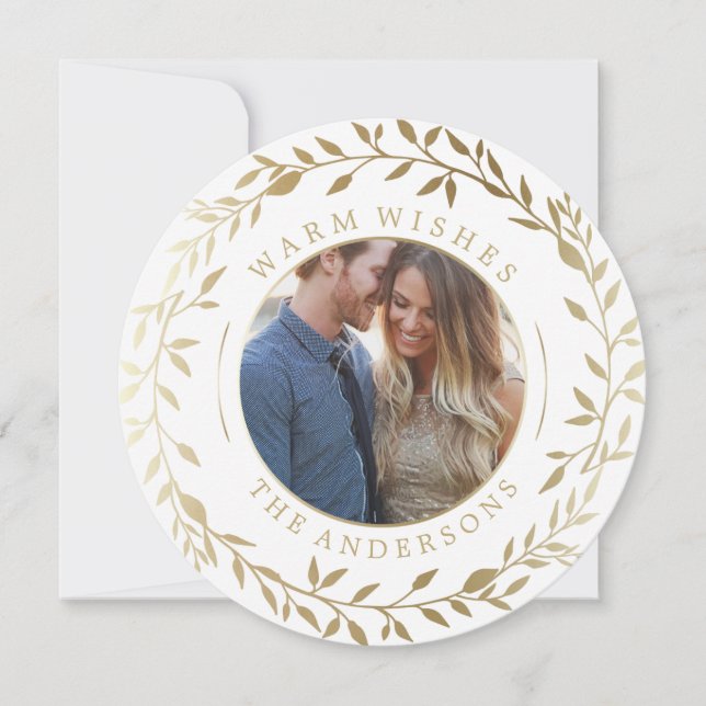 Golden Wreath | Holiday Photo Card (Front)
