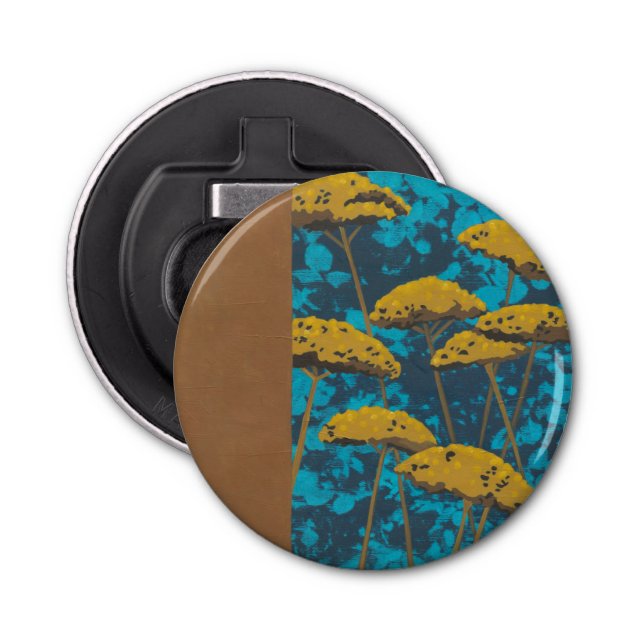 Golden Yarrow Garden with Blue Background Bottle Opener (Front)
