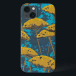 Golden Yarrow Garden with Blue Background iPhone 13 Case<br><div class="desc">Golden yarrow flowers punctuate this beautiful garden scene. The blue background also holds a hint of leaves scattered throughout. It’s like looking at a Magic Eye photo except much more fun!</div>