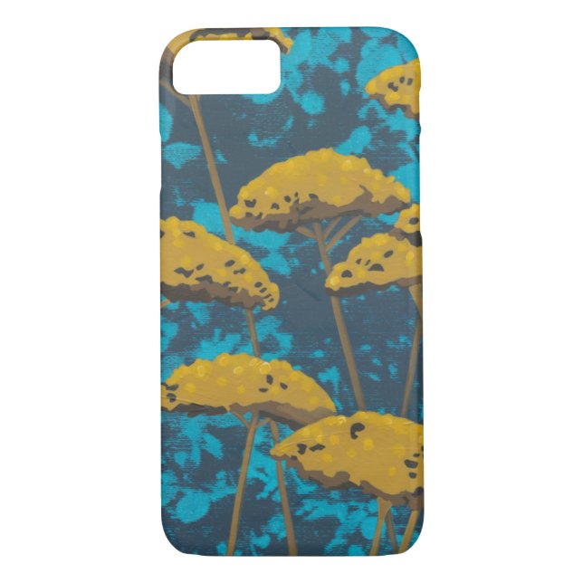 Golden Yarrow Garden with Blue Background Case-Mate iPhone Case (Back)
