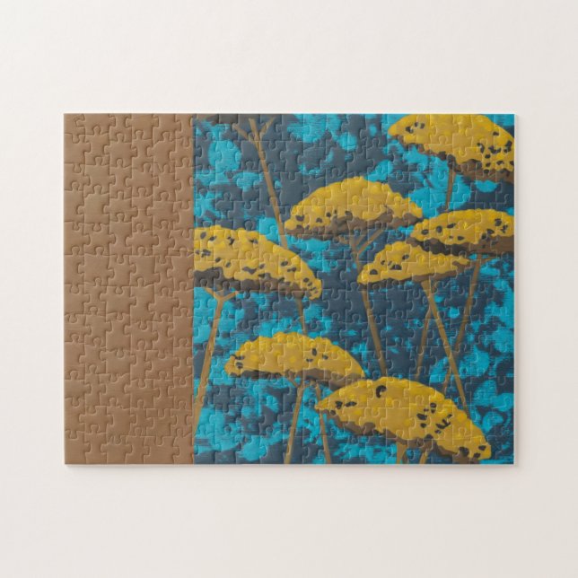 Golden Yarrow Garden with Blue Background Jigsaw Puzzle (Horizontal)