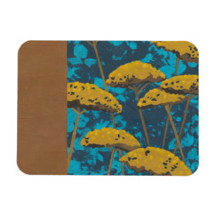 Golden Yarrow Garden with Blue Background Magnet