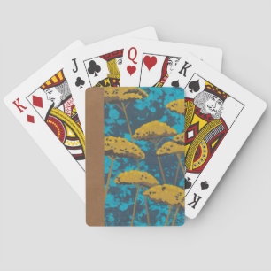 Golden Yarrow Garden with Blue Background Playing Cards