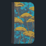Golden Yarrow Garden with Blue Background Samsung S4 Wallet Case<br><div class="desc">Golden yarrow flowers punctuate this beautiful garden scene. The blue background also holds a hint of leaves scattered throughout. It’s like looking at a Magic Eye photo except much more fun!</div>