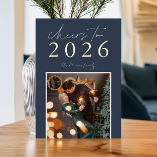 Golden Year Cheers to the New Year Photo Foil Holiday Card