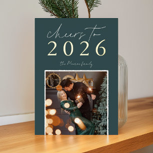 Golden Year   Cheers to the New Year Photo Foil Holiday Card