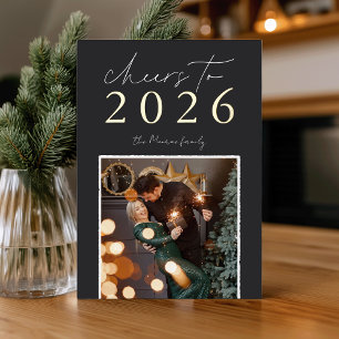 Golden Year   Cheers to the New Year Photo Foil Holiday Card