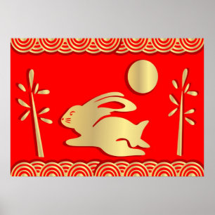 Golden Year of the Rabbit Poster Print