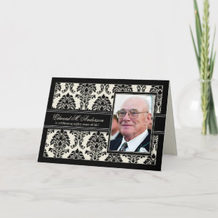 Golden Years Damask Birthday CARD Invite (black)