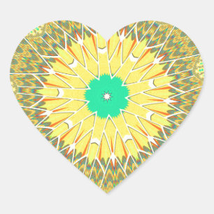 Golden Yellow African ethnic tribal pattern Art  Heart Sticker