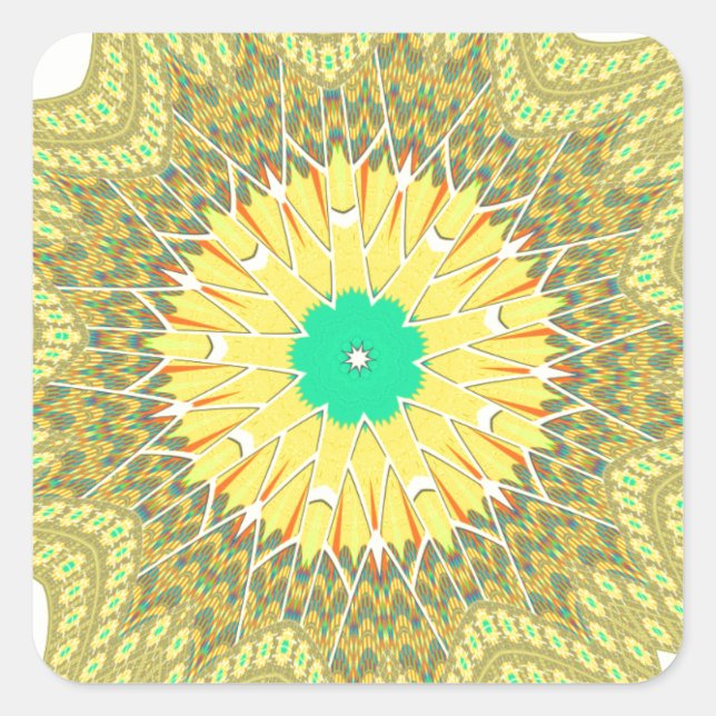 Golden Yellow African ethnic tribal pattern Art  Square Sticker (Front)