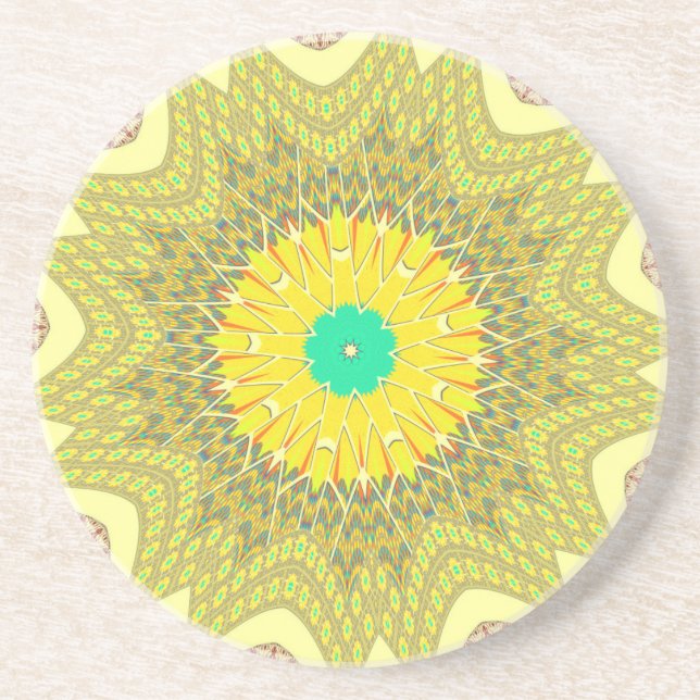 gOLDEN YELLOW African ethnic tribal pattern Coaster (Front)