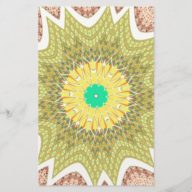 gOLDEN YELLOW African ethnic tribal pattern Stationery (Front)