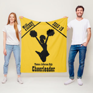 Golden Yellow and Black Cheerleader Fleece Blanket