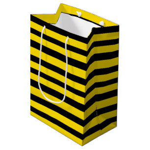 Golden Yellow and Black Stripes Medium Gift Bag