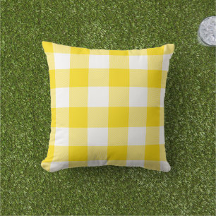 Golden Yellow and White Buffalo Plaid Cushion