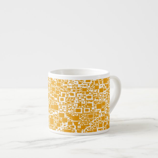 Golden Yellow and White Mini Tile Design Espresso Cup (Front Right)
