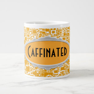 Golden Yellow and White Mini Tile Design Large Coffee Mug