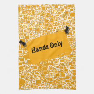 Golden Yellow and White Mini Tile Design Tea Towel