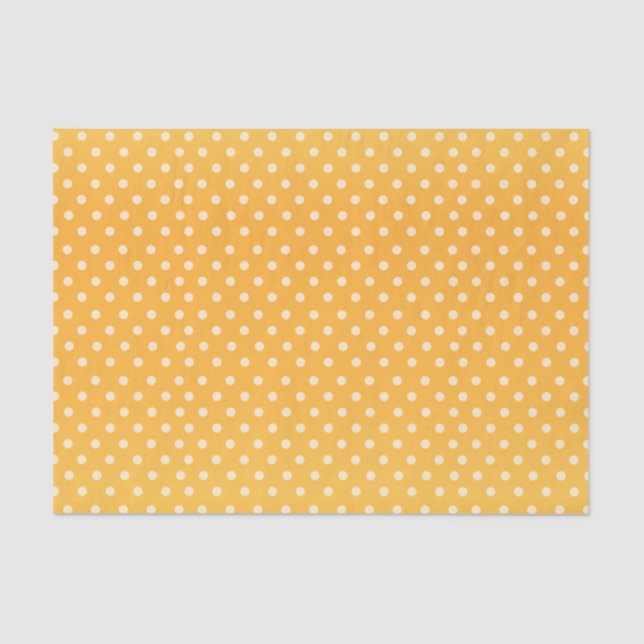 Golden Yellow and White Polka Dots Tissue Paper (Front)