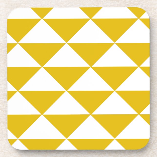 Golden Yellow and White Triangles Coaster (Front)
