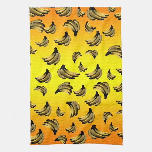 Golden Yellow Banana Pattern, Tea Towel (Vertical)