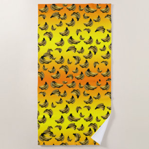 Golden Yellow Bananas, Beach Towel