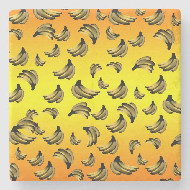 Golden Yellow Bananas,   Stone Coaster (Front)