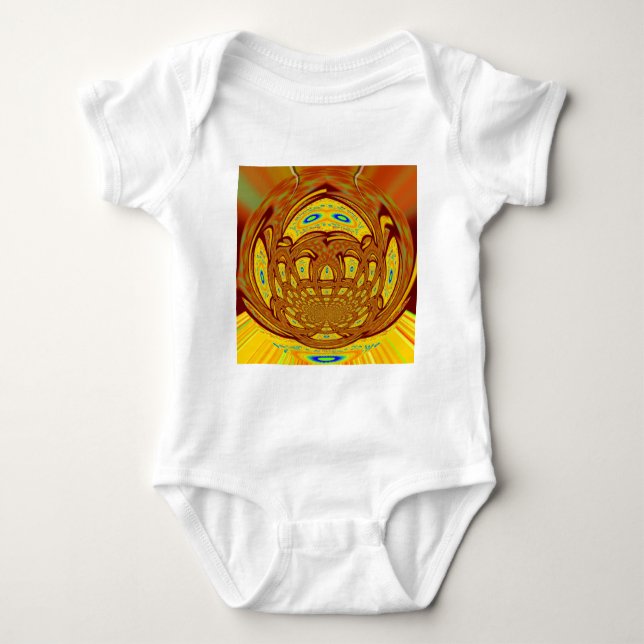 Golden Yellow Baseball Glove Art Print Baby Bodysuit (Front)